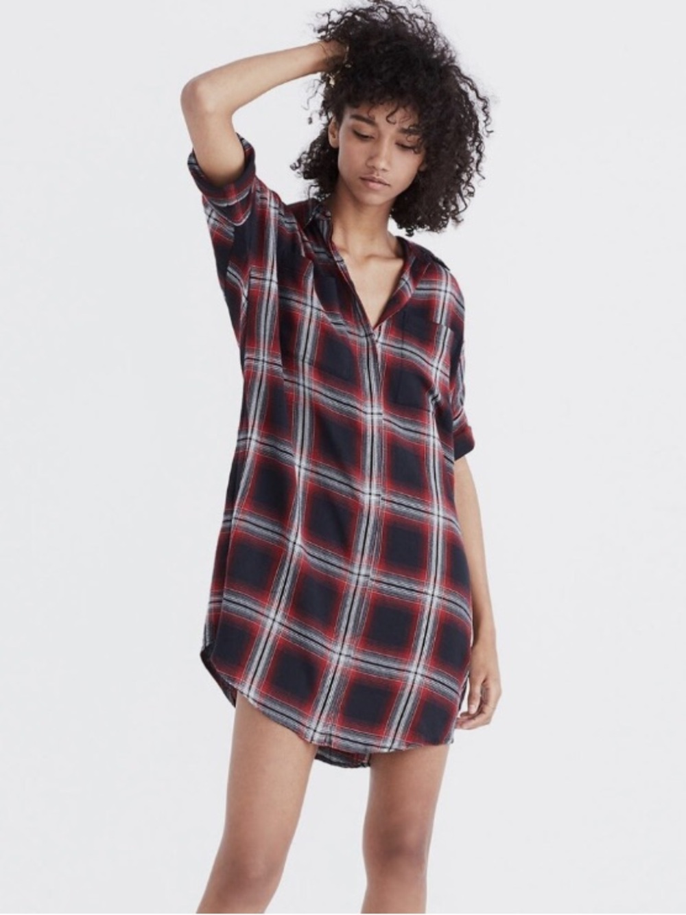 Madewell Women’s Courier Shirt Dress in Rollins Plaid
